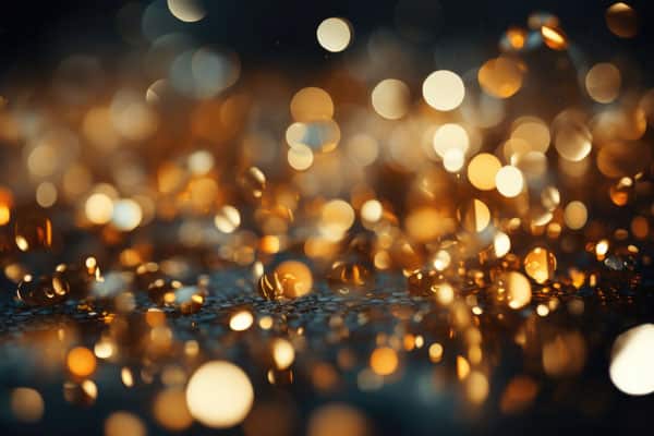 Golden brightness lights isolated in dark background texture blurred with gold s, generative IA